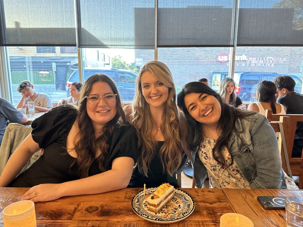 Three women at a restaurant