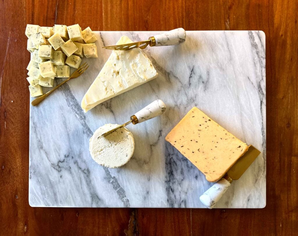 Charcuterie board with cheeses
