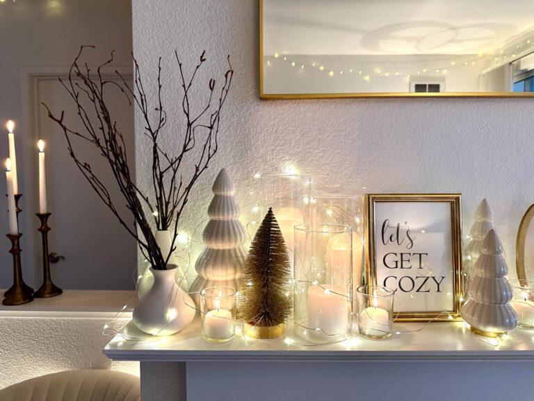 Decorating a Fireplace Mantel for Winter in 6 Simple Steps