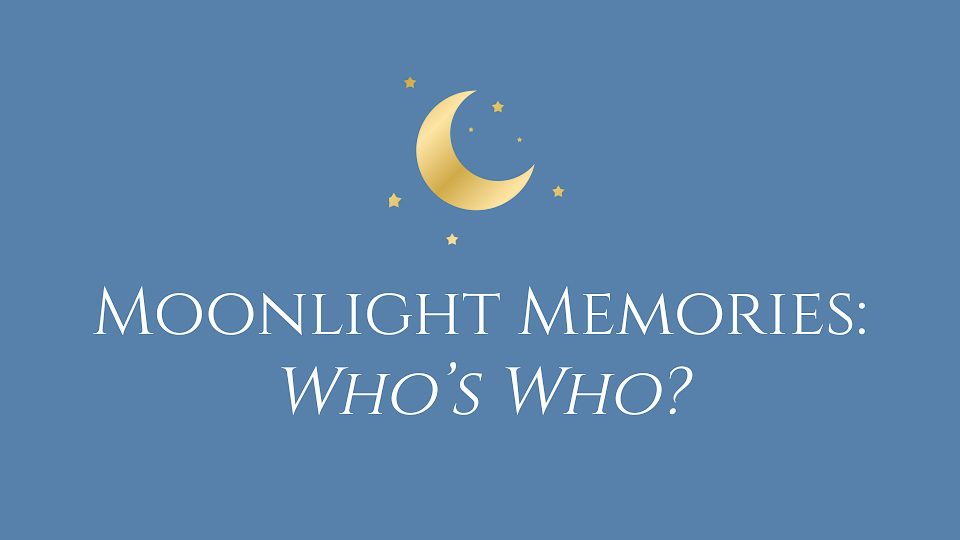 Moonlight Memories baby shower game title slide with celestial design