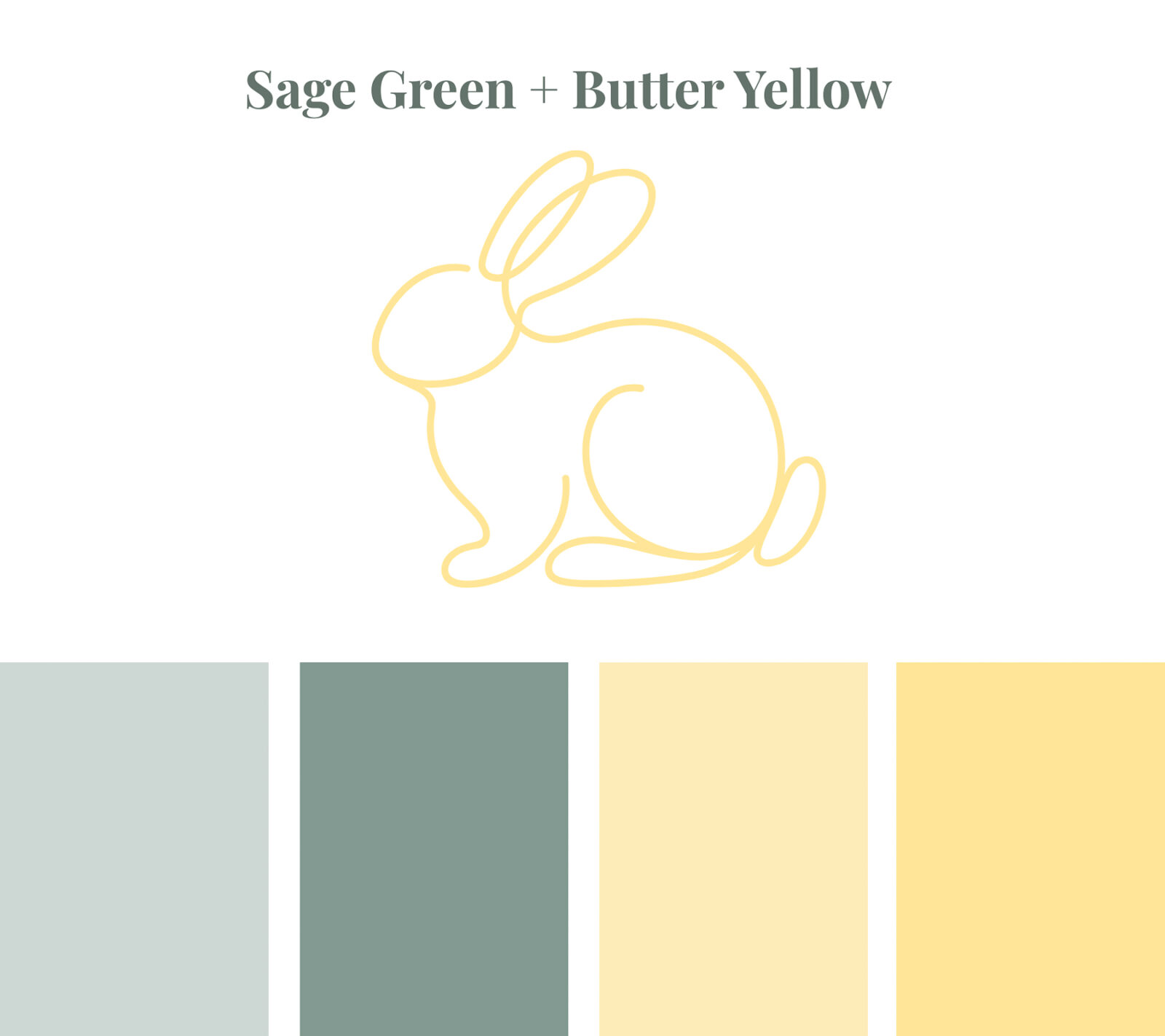Sage green and butter yellow nursery color palette for bunny nursery decor.