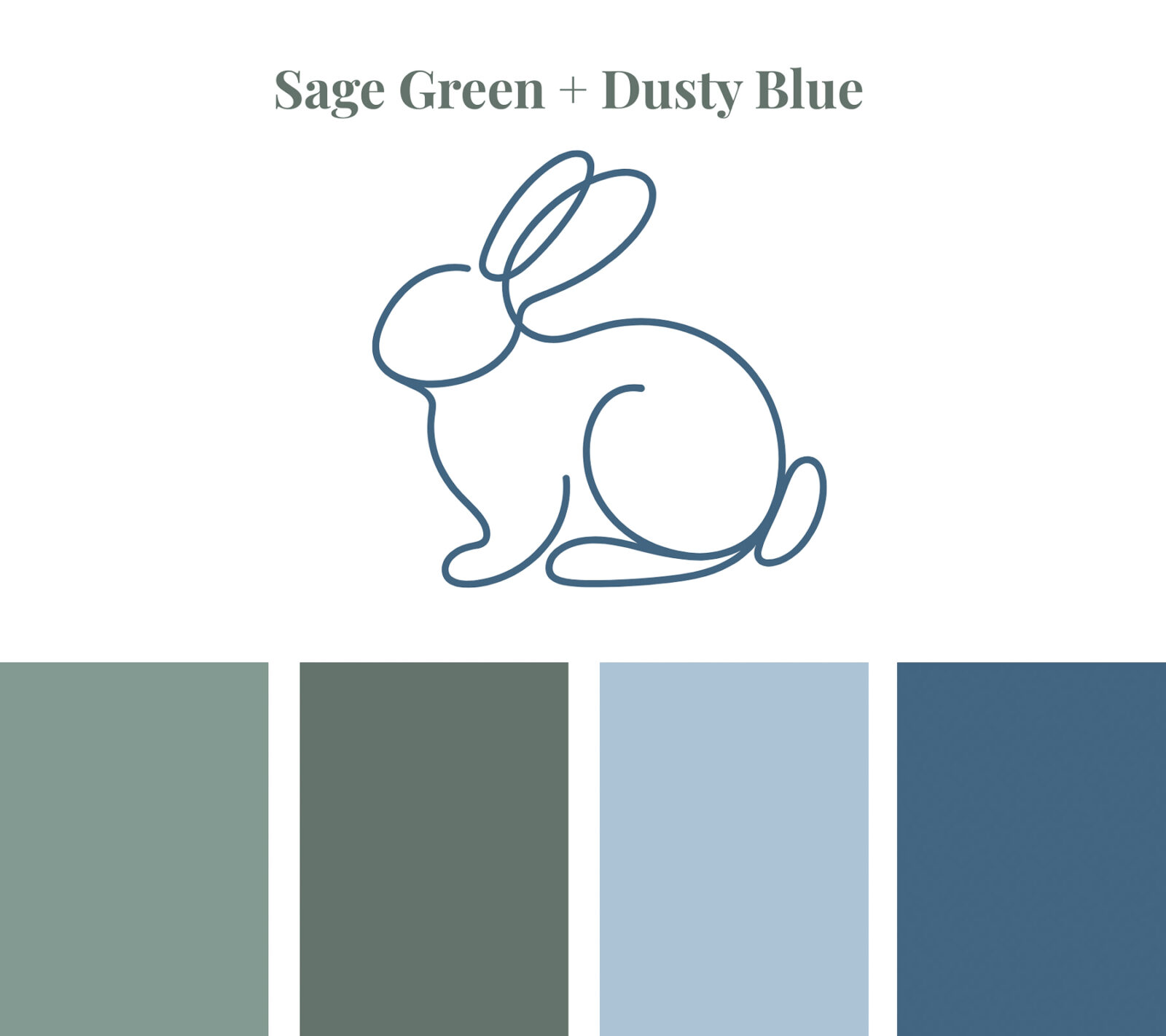 Sage green and dusty blue color palette for a soft bunny nursery decor theme.