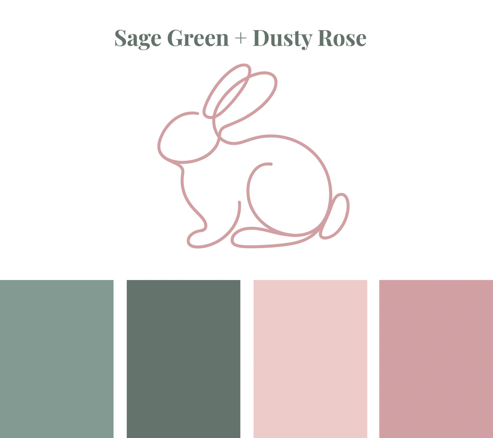 Sage green and dusty rose color palette inspiration for bunny nursery decor.