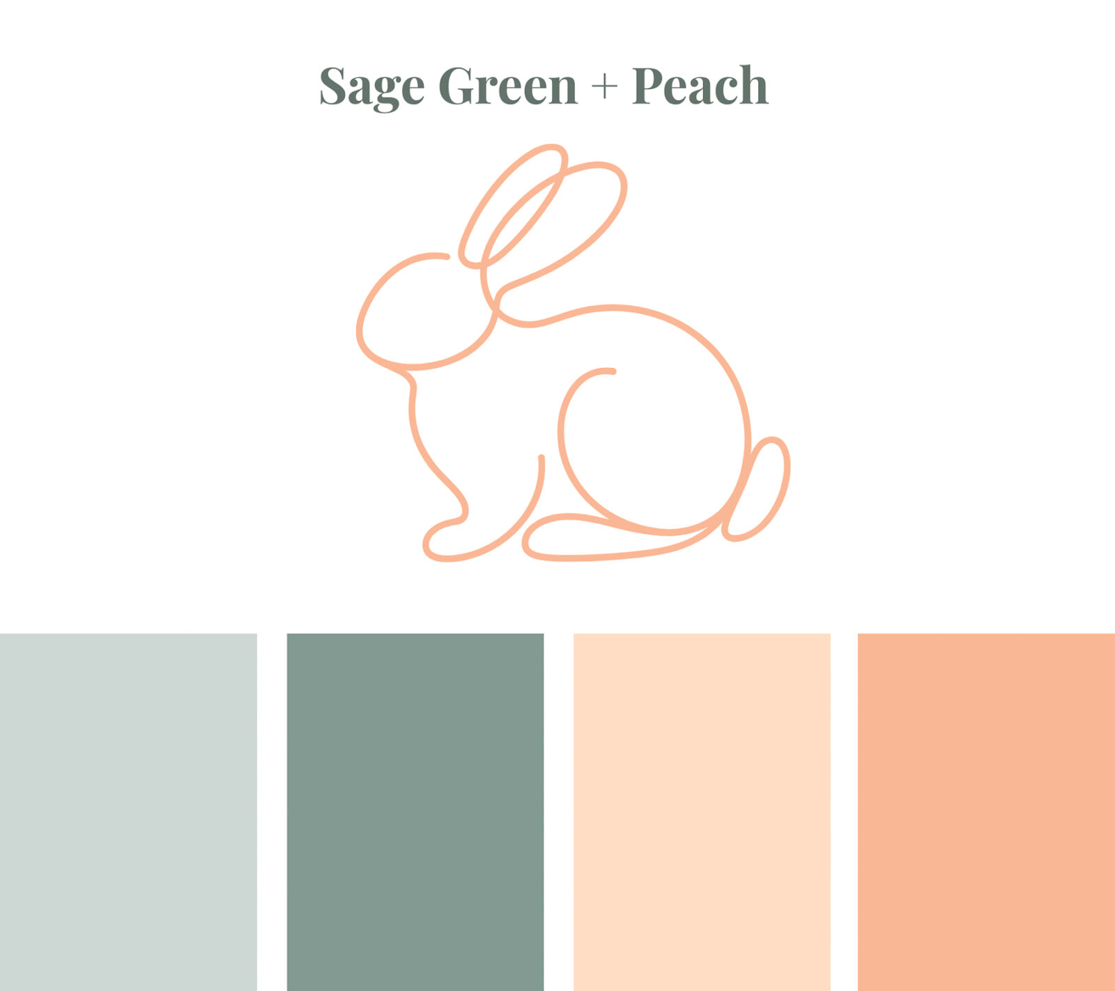 Sage green and peach color palette inspiration for bunny nursery decor.