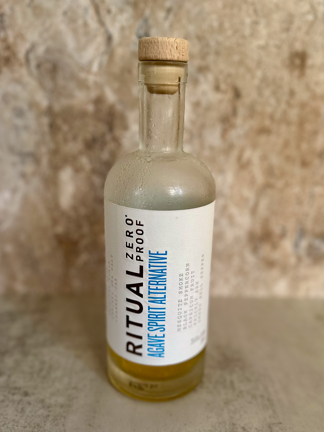 Zero proof tequila alternative for grapefruit mocktail (Ritual agave spirit)